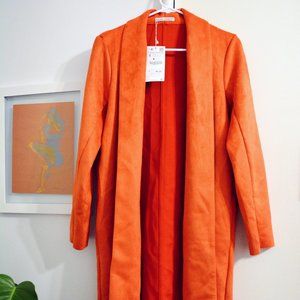 Zara Faux Suede Orange Coat